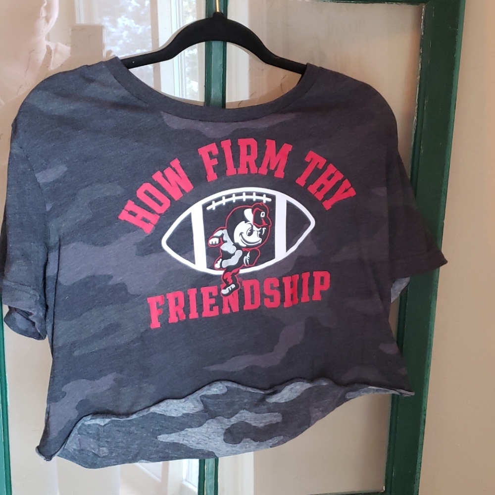 Pink M camo crop top Ohio State football